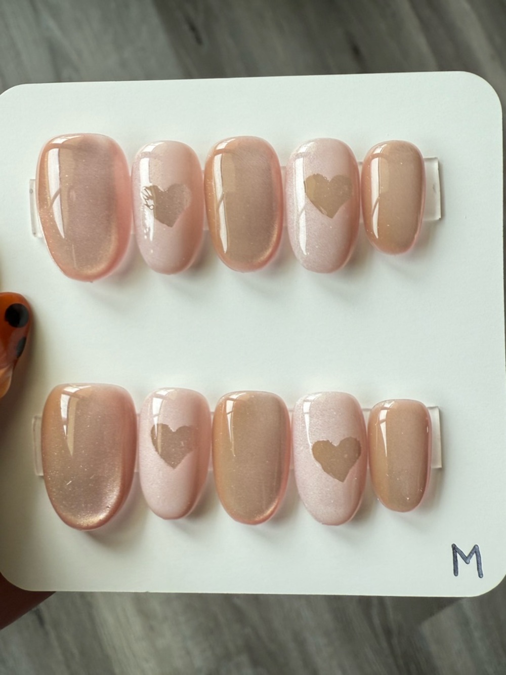 Nude Pink Heart Press-On Nails - Elegant Ready-To-Wear Set